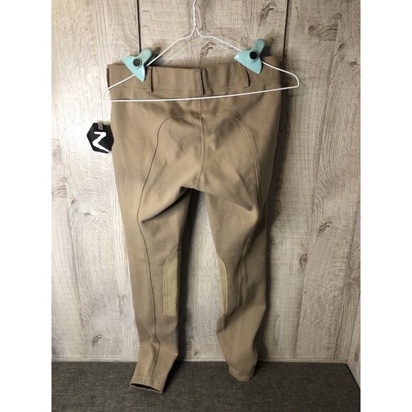 Womens Horze Equestrain Ella Tan Pull On Knee Patch Breeches Pants Size 26 - Picture 3 of 5